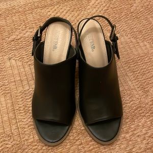 Just Fab Black sling-back Block Heels (Faux Leather) Size  7.5